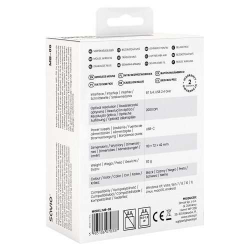 SAVIO MYSZ BEZPRZEWODOWA BT 2.4 GHZ ERGONOMICZNA MB-06-22367951