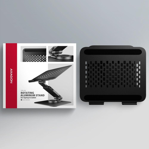 STND-LRB Podstawa do laptopów aluminiowa 10-17,3 cala regulowana wysokość, obrotowa o 360 stopni, Czarna-22399342