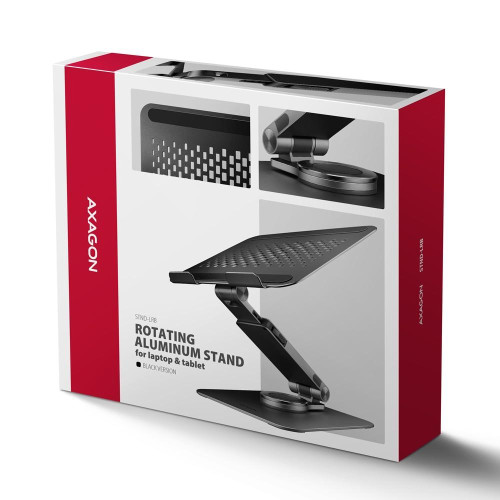 STND-LRB Podstawa do laptopów aluminiowa 10-17,3 cala regulowana wysokość, obrotowa o 360 stopni, Czarna-22399343