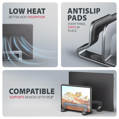 STND-VG Podstawa do laptopów aluminiowa 10-17,3 cala pionowa, Szara-22399354