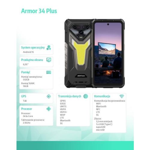 Smartfon Armor 34 (Plus) 5G 16/512GB 5G IP69K Czarny-22427382