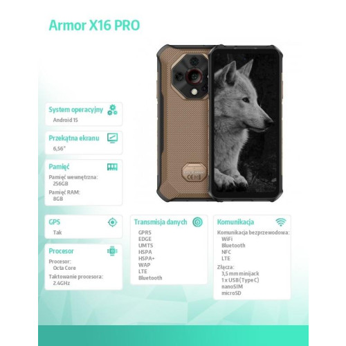 Smartfon Armor X16 Pro 5G 8/256GB IP69K Brązowy-22427438