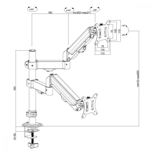 Uchwyt na 2 monitory, 2-10 kg MC-136 17-32 cale sprężyna gazowa-22427471