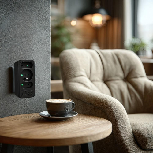 Rozdzielacz na 3 gniazdka MCE248 F/B 2xUSB-A 2xUSB-C czarny-22427641