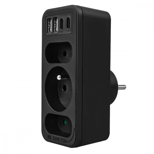 Rozdzielacz na 3 gniazdka MCE248 F/B 2xUSB-A 2xUSB-C czarny-22427647
