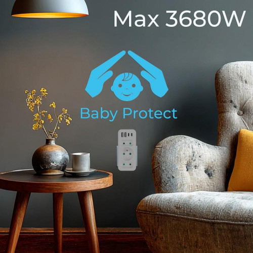 Rozdzielacz na 3 gniazda MCE248 F/W 2xUSB-A 2xUSB-C biały-22427650