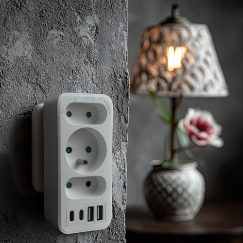 Rozdzielacz na 3 gniazda MCE248 F/W 2xUSB-A 2xUSB-C biały-22427651