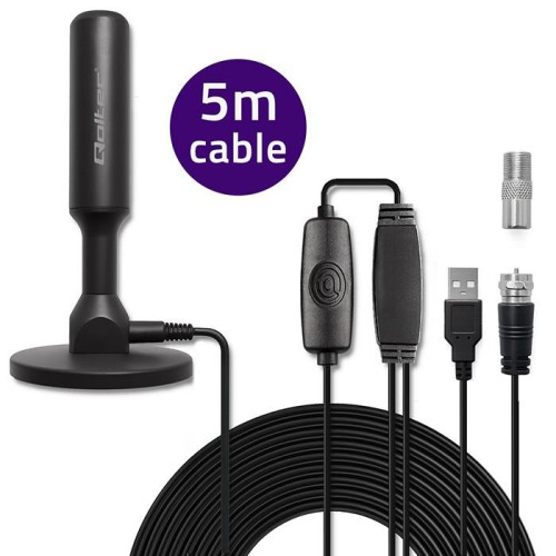 Wewnętrzna Antena TV DVB-T2 ze wzmacniaczem sygnału i magnetyczną podstawą | 4K | 28dBi | 5m-22427869