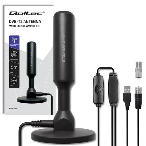 Wewnętrzna Antena TV DVB-T2 ze wzmacniaczem sygnału i magnetyczną podstawą | 4K | 28dBi | 5m-22427870