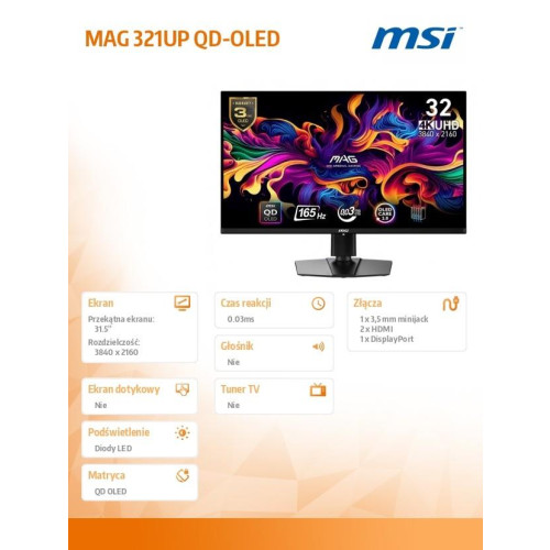 Monitor MAG 321UP QD-OLED 31.5 cala UHD/LED/Flat/165Hz/czarny-22427924