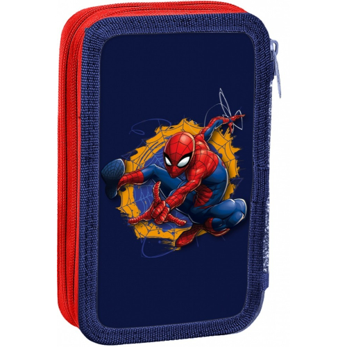 Piórnik dwukomorowy z wyposażeniem Spiderman czerwony-niebieski-22429099