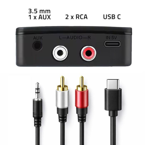 Bezprzewodowy transmiter odbiornik Audio HiFi Home&Car | Bluetooth 6.0 | NFC | 2 x RCA | 1 x AUX MiniJack 3.5mm | Mikrof