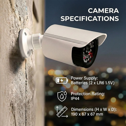 Zestaw dwóch atrap kamer IR1800 WT białe, zasilanie 2xAA, ABS, diody IR LED-22429723