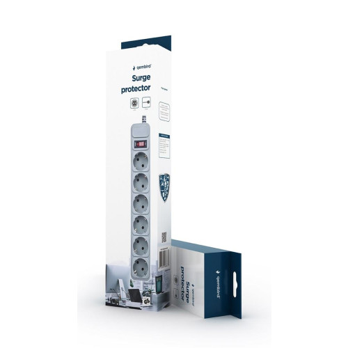 GEMBIRD LISTWA ZASILAJĄCA PRZECIWPRZEPIĘCIOWA 6XSCHUKO, 3M, KOLOR SZARY-22442296