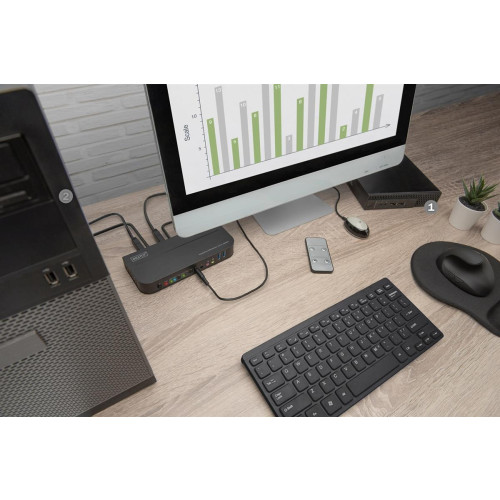 Digitus Przełącznik KVM, 2-portowy, 4K 60 Hz, 2 x DP in, 1 x DP/HDMI out-22511890
