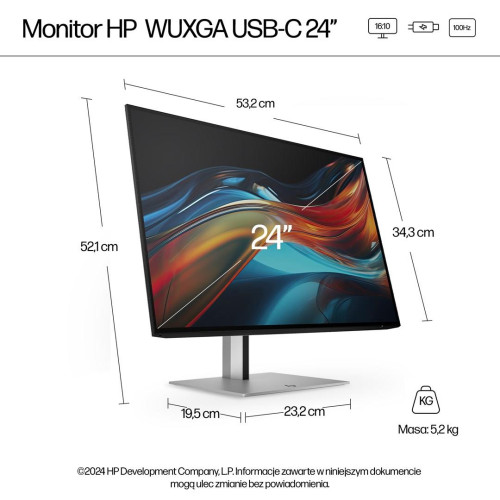 MONITOR HP LED 24”S7 Pro 724pu (8Y2F7AA) 100Hz-22543523
