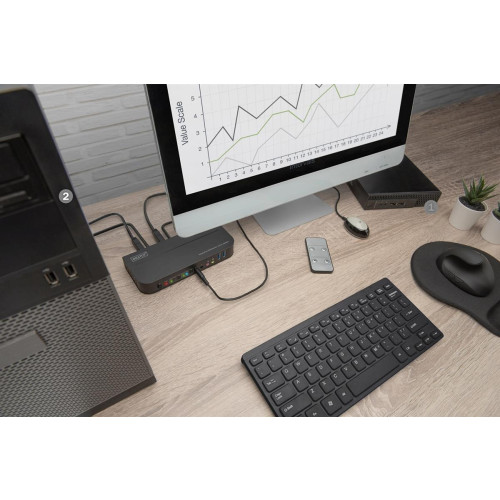 Digitus Przełącznik KVM, 2-portowy, 4K 60 Hz, 2 x DP in, 1 x DP/HDMI out-22576604