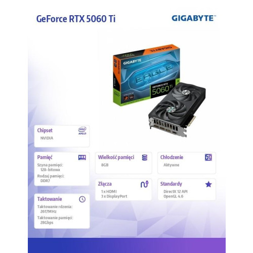 Karta graficzna GeForce RTX 5060 Ti EAGLE OC 12 8BIT GDDR7 HDMI/3DP-22631788