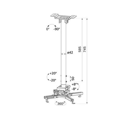 Uchwyt sufitowy do projektora CL25-550WH1 35kg 74,5-114,5cm-22631819