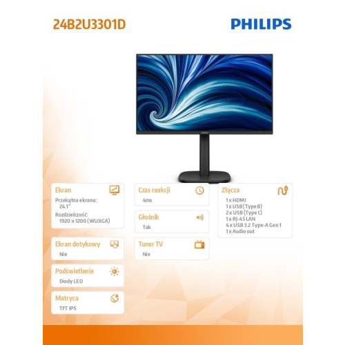 Monitor 24B2U3301D 24.1 cala IPS 100Hz HDMI DP USB-C RJ45 Pivot-22632440