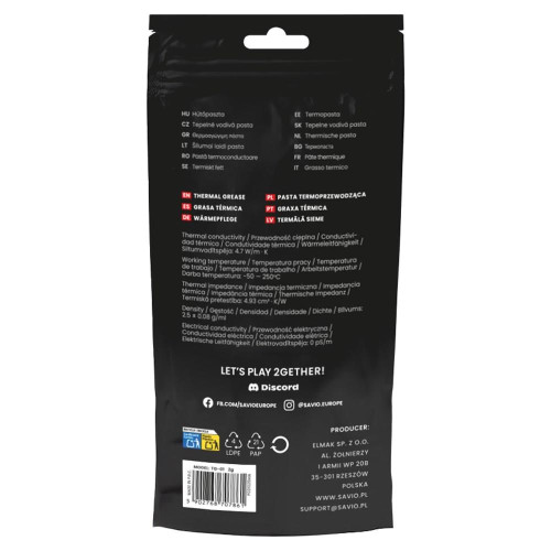 SAVIO PASTA TERMOPRZEWODZĄCA 4,7W/MK 2G TG-01-22865540