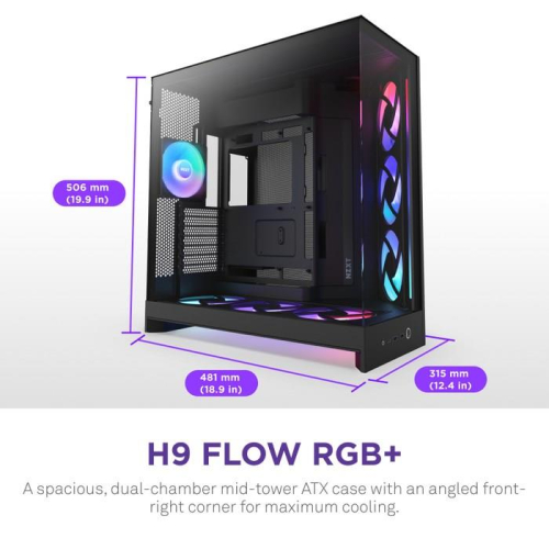 NZXT OBUDOWA H9 FLOW RGB+ MIDI TOWER Z OKNEM CZARNA-22880996