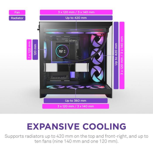 NZXT OBUDOWA H9 FLOW RGB+ MIDI TOWER Z OKNEM CZARNA-22880998