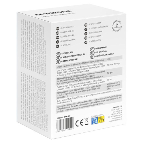 SAVIO KAMERA INTERNETOWA 4K CAK-06-22883048