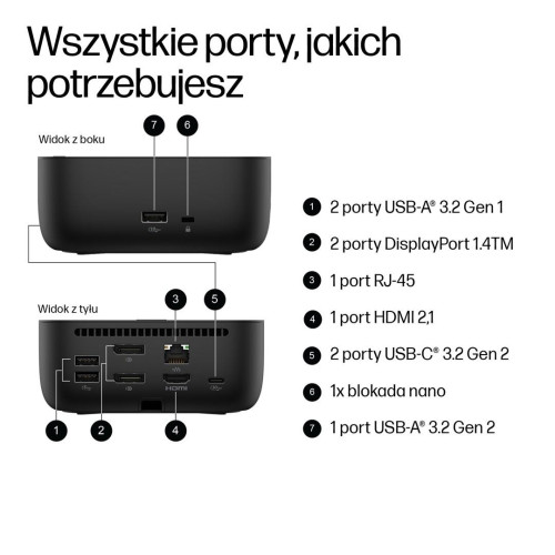 Stacja dokująca + zasilacz HP USB-C Dock G6 100W czarna 9X3V1UT#ABB-22926535