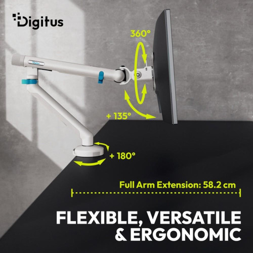 Ramię biurkowe pojedyncze z zaciskiem i sprężyną mechaniczną 1x LCD max. 35