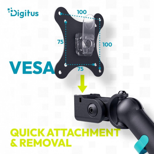 Ramię biurkowe podwójne z zaciskiem i sprężyną mechaniczną 2x LCD max. 35