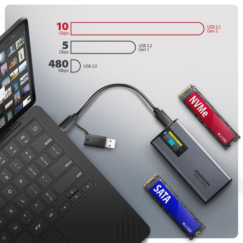 Axagon EEM2-SD2 obudowa do dysków twardych Obudowa SSD Szary M.2-22981014