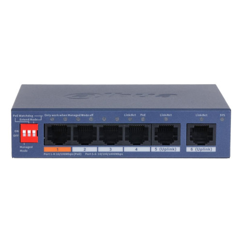 Dahua Technology CS4006-4ET2GT-60 przełącznik sieciowy Zarządzany L2 Gigabit Ethernet (10/100/1000) Obsługa PoE Nieb