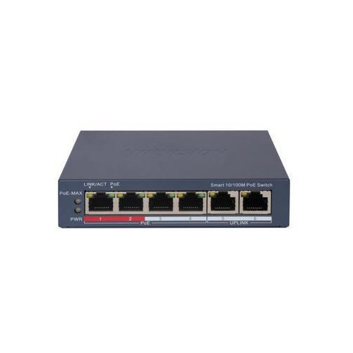 Hikvision DS-3E1106P-EI przełącznik sieciowy Zarządzany Fast Ethernet (10/100) Obsługa PoE Szary