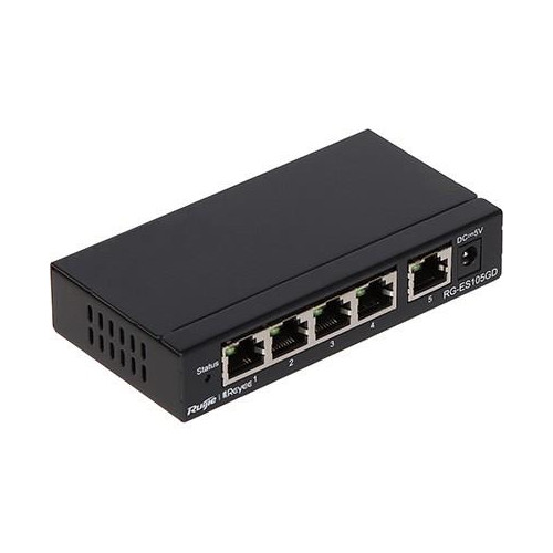 Ruijie Networks RG-ES105GD przełącznik sieciowy Nie zarządzany Gigabit Ethernet (10/100/1000) Czarny