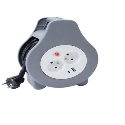 MONTIS PRZEDŁUŻACZ DOMOWY ZWIJANY Z DWOMA GNIAZDAMI USB TYPU A+C 10M SZARY MT188-22992392