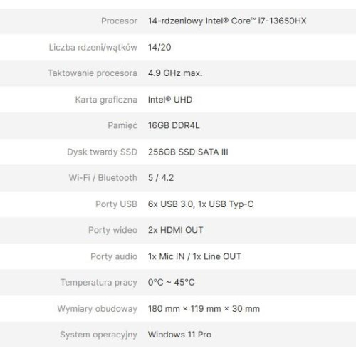 AVTEK KOMPUTER OPS I7 13650HX 16GB 256GB/WIN 11 PRO-22995153