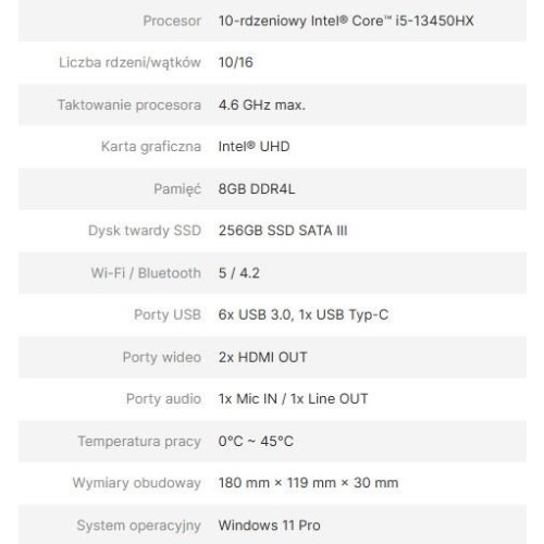 AVTEK KOMPUTER OPS I5 13450HX 8GB 256GB/WIN 11 PRO-22995164