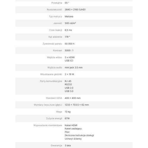 AVTEK MONITOR INFORMACYJNY DS2 55