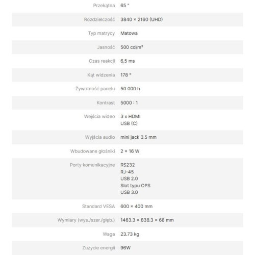 AVTEK MONITOR INFORMACYJNY DS2 65