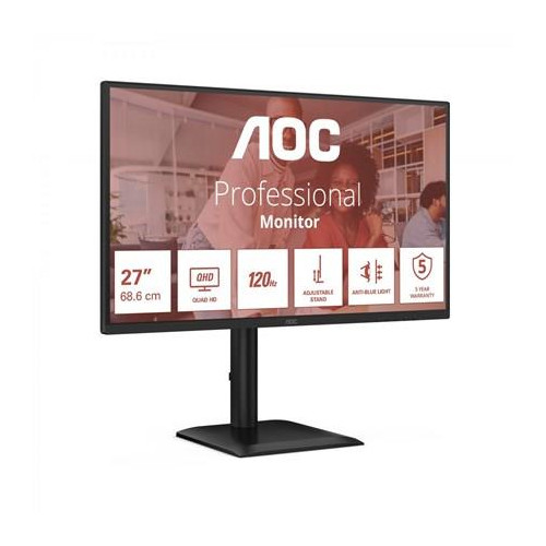 AOC E4 Q27E4CV monitor komputerowy 68,6 cm (27") 2560 x 1440 px Quad HD LED Czarny