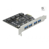 DeLOCK Karta PCI Express x1 do 4 x zewnętrzne USB Typ-A żeński SuperSpeed USB (USB 3.2 Gen 1)-23060098