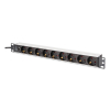 Digitus DN-95437 rozdzielacz zasilania PDU 9 x gniazdo sieciowe 1U Czarny, Srebrny