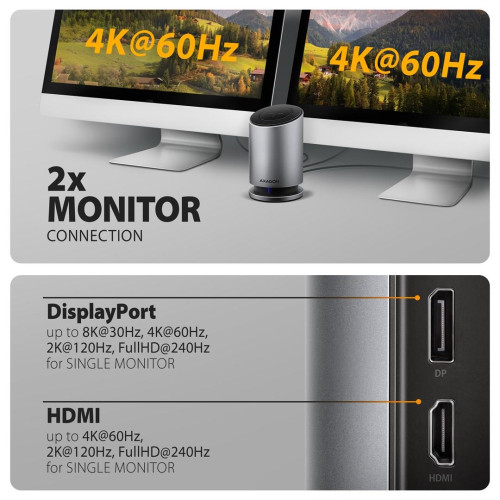 Axagon HMC-WL9 stacja dokująca Przewodowa USB 3.2 Gen 2 (3.1 Gen 2) Type-C Szary-23010862