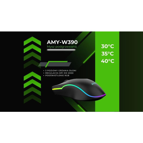 Podgrzewana mysz przewodowa Activejet USB AMY-W390; 30°C / 35°C / 40°C-23011520