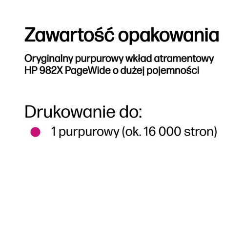 HP Oryginalny purpurowy wkład atramentowy 982X PageWide o dużej pojemności-23027533