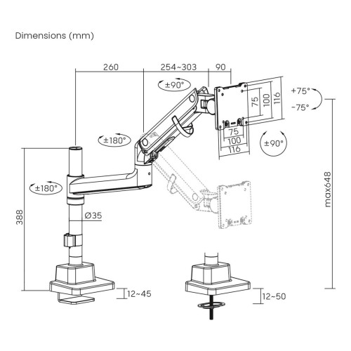 Digitus Uchwyt do pojedynczego monitora, 57