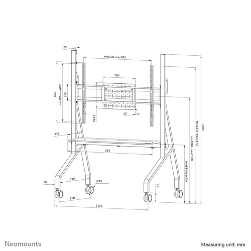 Neomounts FL50-525WH1 Stojak na kółkach do telewizora 139,7 cm (55