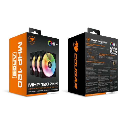 COUGAR CGR-CF-MHP12HB3-RGB Obudowa komputera Chłodnica powietrza 12 cm Czarny, Biały 3 szt.-23049631