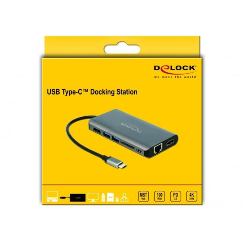DeLOCK 87683 stacja dokująca Przewodowa USB 3.2 Gen 1 (3.1 Gen 1) Type-C Szary-23052013